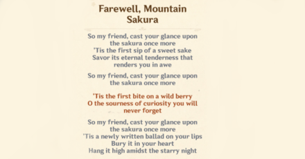 Genshin - Farewell Mountain Sakura - First Bite Stanza