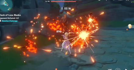 Genshin - Clash of Lone Blades Day 1 - Parry or avoid the Fireworks bombs