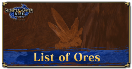 Monster Hunter Rise (MH Rise) - List of All Ores Banner