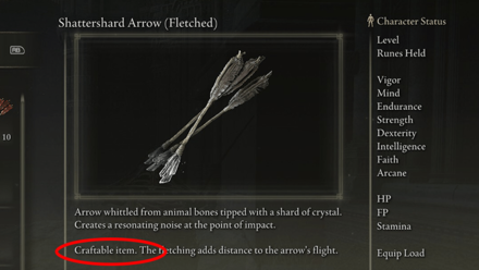 Elden Ring - Arrows Cannot Be Crafted