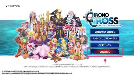 Game Selection Screen - Credits