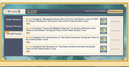 Genshin - Hues of the Violet Garden - BP Rewards