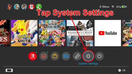 Nintendo Switch Sports - How to Create Mii - Tap System Settings