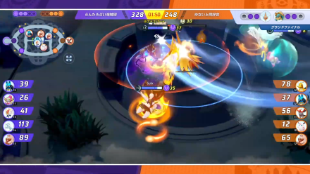 Pokemon UNITE - Aeos Cup Japan Cinderace Shooting a Fireball at Zapdos
