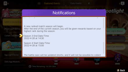Pokemon UNITE - Ranked Season 4 Notice