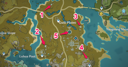 Genshin - Strange Plate Locations in Guili Plains