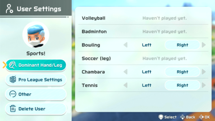 Nintendo Switch Sports - Dominant Hand Option