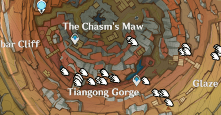 Genshin - Violetgrass Location - Tiangong Gorge