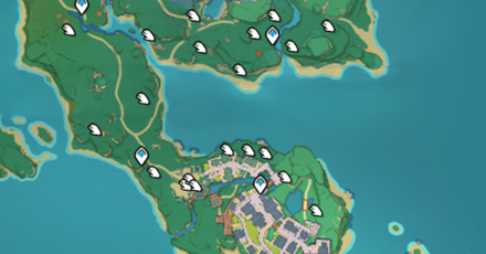 Genshin - Map of Sakura Bloom Locations in Inazuma City