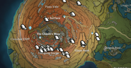Genshin - Violetgrass Location - Tiangong Gorge and Chasm Surface