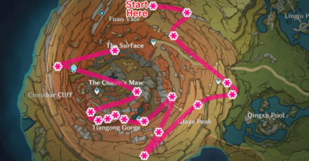 Genshin - Violetgrass Farming Route - Chasm Surface