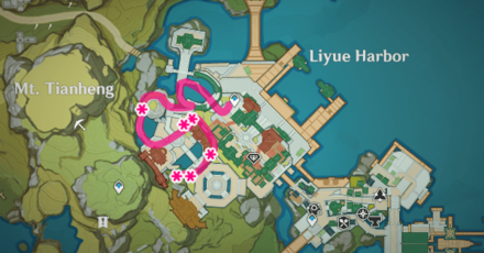 Genshin - Silk Flower Farming Route - Liyue Harbor