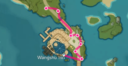 Genshin - Silk Flower Farming Route - Wangshu Inn