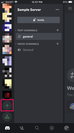 Setting Up Discord - Creating a Server - Clicking Plus Icon