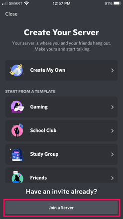 Setting Up Discord - Clicking Join a Server