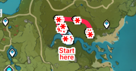 Genshin - Windwheel Aster Farming Route in Windrise