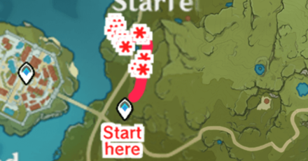 Genshin - Small Lamp Grass Map in Whispering Woods