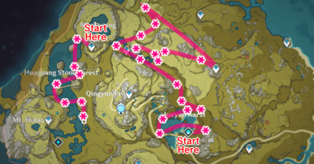 Genshin - Jueyun Chili Farming Route - Huaguang Stone Forest and Jueyun Karst