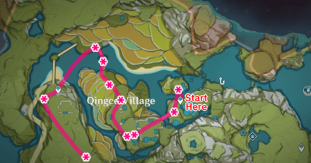 Genshin - Jueyun Chili Farming Route - Qingce Village