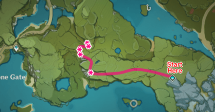 Genshin - Jueyun Chili Farming Route - Stone Gate