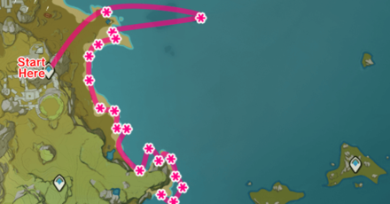 Genshin - Starconch Farming Route - South of Guili Plains