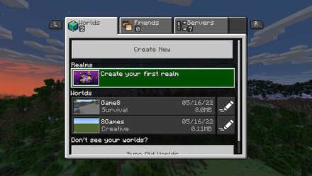 Create a realm form the worlds menu