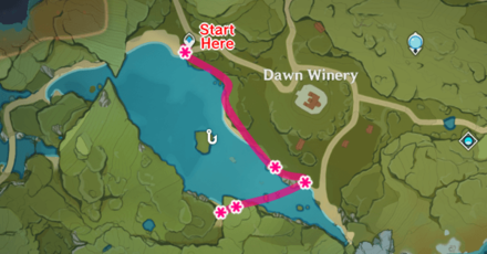 Genshin - Calla Lily Farming Route - Dawn Winery