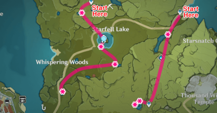 Genshin - Calla Lily Farming Route - Starfell Valley
