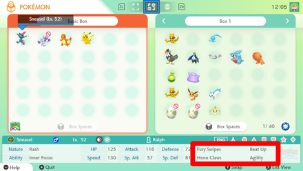 Pokemon BDSP - Sneasel BDSP Moveset