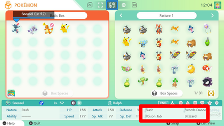 Pokemon BDSP - Sneasel PLA Moveset