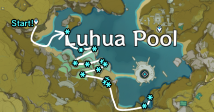 Genshin - Lotus Head Farming Route in Luhua Pool