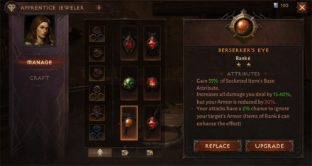 Diablo Immortal - Jeweler Manage Screen