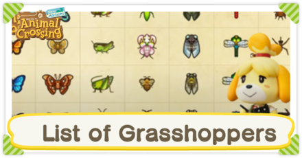 Animal Crossing: New Horizons (ACNH) - List of Grasshoppers