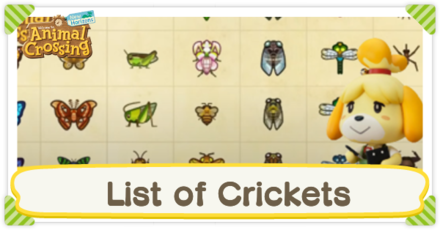 Animal Crossing: New Horizons (ACNH) - List of Crickets