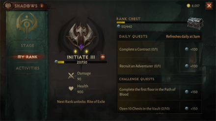 Diablo Immortal - Shadows Faction Hub