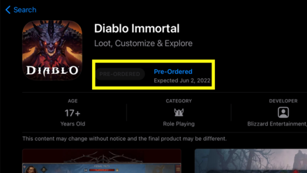 Diablo Immortal - No Mobile Preloads Yet