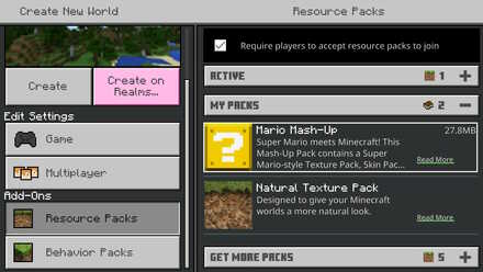 Minecraft - selecting a Texture Pack