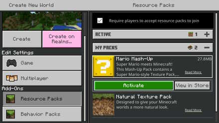 Minecraft - activating a Texture Pack