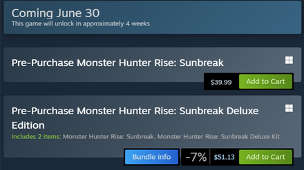 MH Rise Sunbreak - Steam Preorder