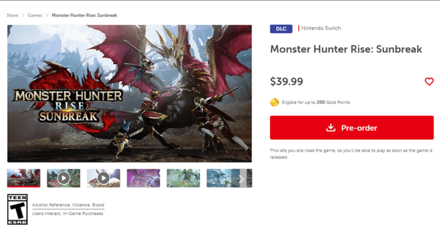 MH Rise Sunbreak - Nintendo Store Preorder