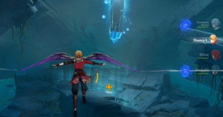 Genshin - The Unexpected Guest Perilous Trail Walkthrough 2 - Glide down to the center of the area