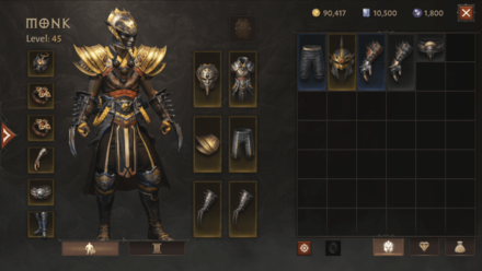 Diablo Immortal - Monk Inventory