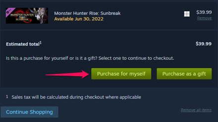 MH Rise Sunbreak - Steam Preorder Purchase