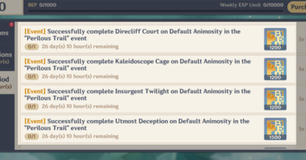 Genshin - Perilous Trail BP Rewards