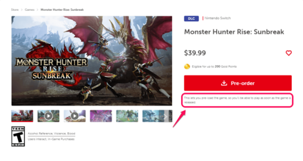 MH Rise Sunbreak - My Nintendo Store Page