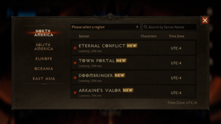 Diablo Immorta - Choose a Server