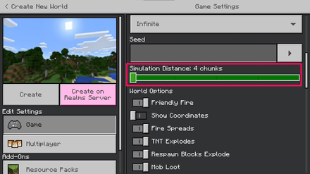 Bedrock Sim Distance