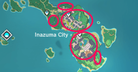 Genshin - Sakura Tree Yumemiru Wood Locations Grand Inazuma City