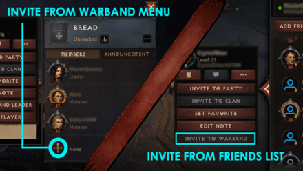 Diablo Immortal - Invite Members to Warband