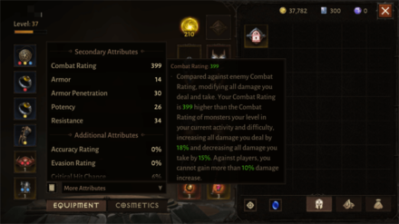 Diablo Immortal - Combat Rating Screen